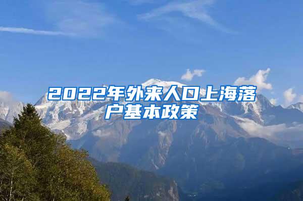 2022年外来人口上海落户基本政策