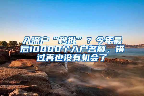 入深户“秒批”？今年最后10000个入户名额，错过再也没有机会了