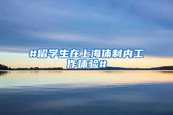 #留学生在上海体制内工作体验#