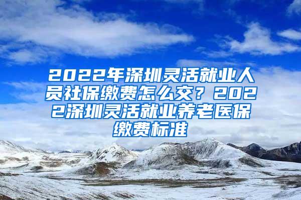 2022年深圳灵活就业人员社保缴费怎么交？2022深圳灵活就业养老医保缴费标准