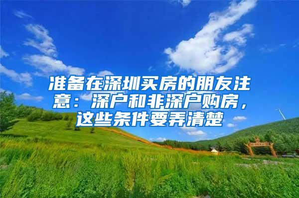 准备在深圳买房的朋友注意：深户和非深户购房，这些条件要弄清楚