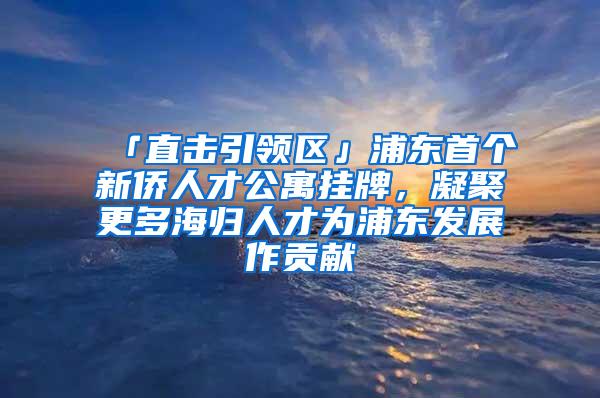 「直击引领区」浦东首个新侨人才公寓挂牌，凝聚更多海归人才为浦东发展作贡献