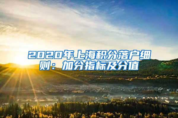 2020年上海积分落户细则：加分指标及分值