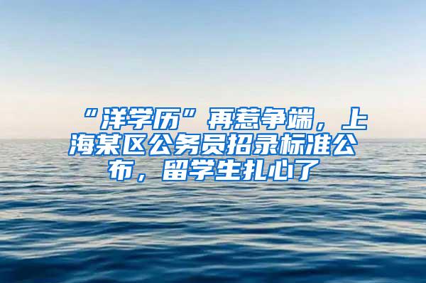 “洋学历”再惹争端，上海某区公务员招录标准公布，留学生扎心了