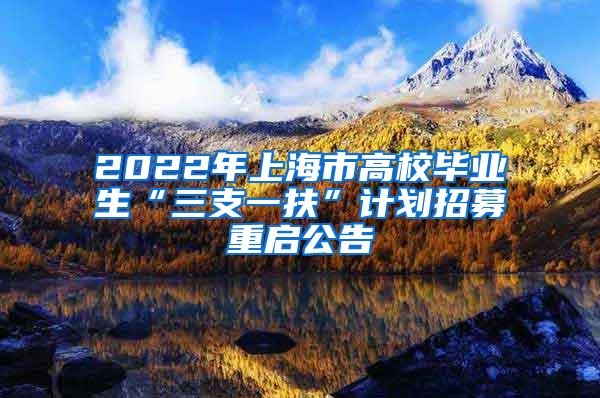 2022年上海市高校毕业生“三支一扶”计划招募重启公告