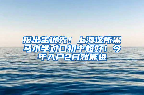 报出生优先！上海这所黑马小学对口初中超好！今年入户2月就能进