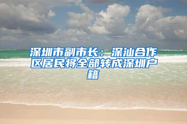 深圳市副市长：深汕合作区居民将全部转成深圳户籍