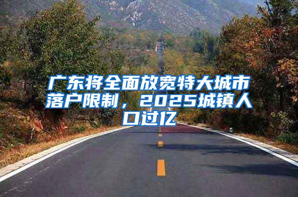 广东将全面放宽特大城市落户限制，2025城镇人口过亿