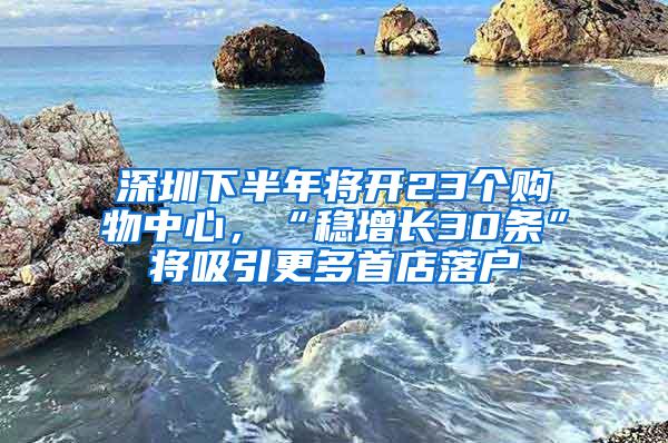 深圳下半年将开23个购物中心，“稳增长30条”将吸引更多首店落户