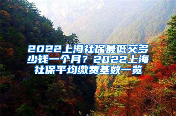2022上海社保最低交多少钱一个月？2022上海社保平均缴费基数一览