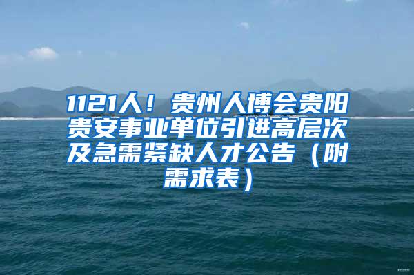 1121人！贵州人博会贵阳贵安事业单位引进高层次及急需紧缺人才公告（附需求表）