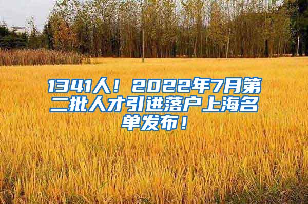 1341人！2022年7月第二批人才引进落户上海名单发布！