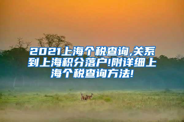 2021上海个税查询,关系到上海积分落户!附详细上海个税查询方法!