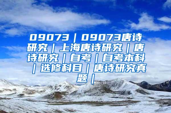 09073｜09073唐诗研究｜上海唐诗研究｜唐诗研究｜自考｜自考本科｜选修科目｜唐诗研究真题｜