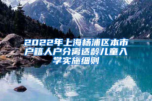 2022年上海杨浦区本市户籍人户分离适龄儿童入学实施细则