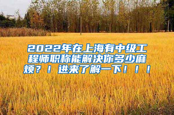 2022年在上海有中级工程师职称能解决你多少麻烦？！进来了解一下！！！