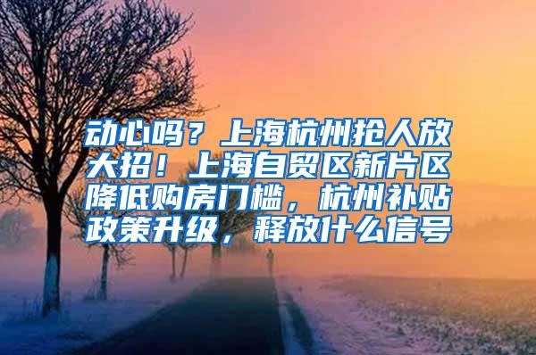 动心吗？上海杭州抢人放大招！上海自贸区新片区降低购房门槛，杭州补贴政策升级，释放什么信号