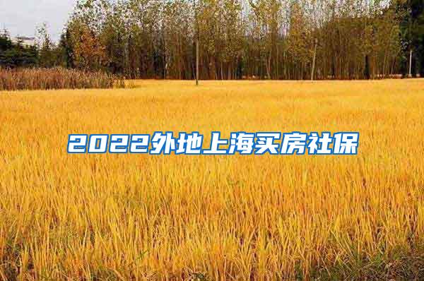 2022外地上海买房社保