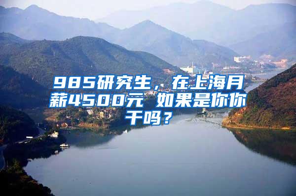 985研究生，在上海月薪4500元 如果是你你干吗？