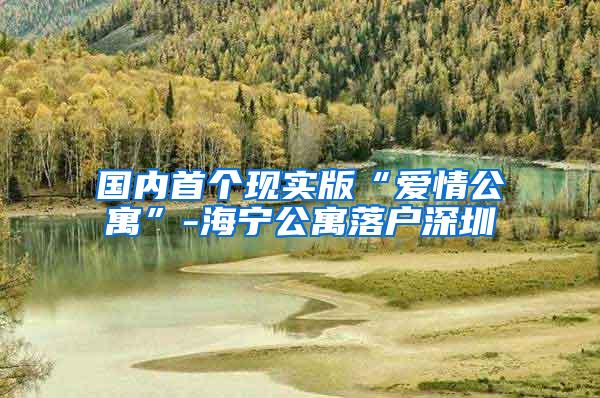 国内首个现实版“爱情公寓”-海宁公寓落户深圳