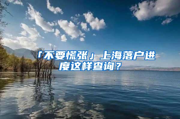 「不要慌张」上海落户进度这样查询？