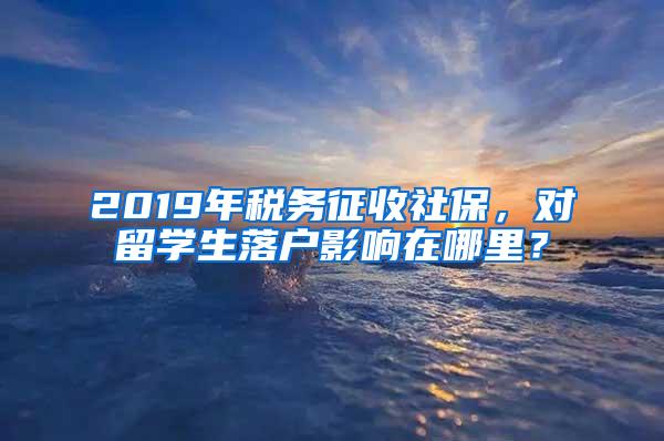 2019年税务征收社保，对留学生落户影响在哪里？