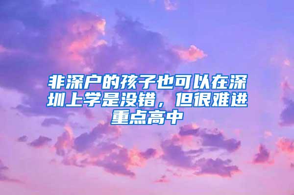 非深户的孩子也可以在深圳上学是没错，但很难进重点高中