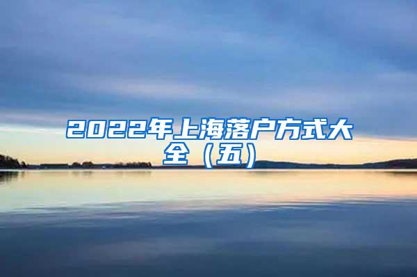 2022年上海落户方式大全（五）