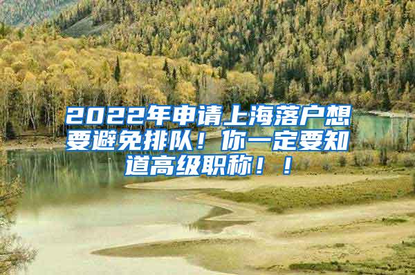 2022年申请上海落户想要避免排队！你一定要知道高级职称！！