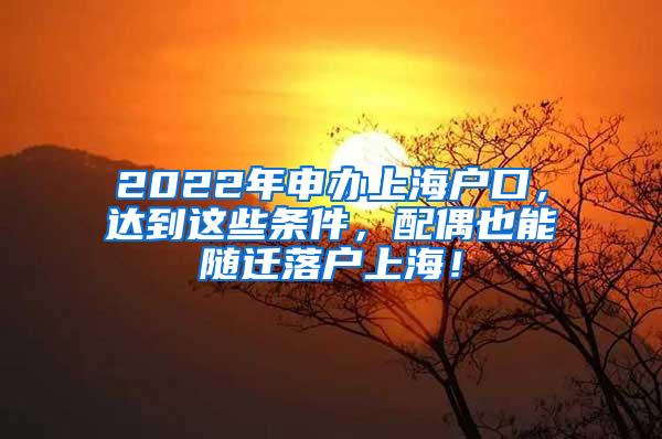 2022年申办上海户口，达到这些条件，配偶也能随迁落户上海！