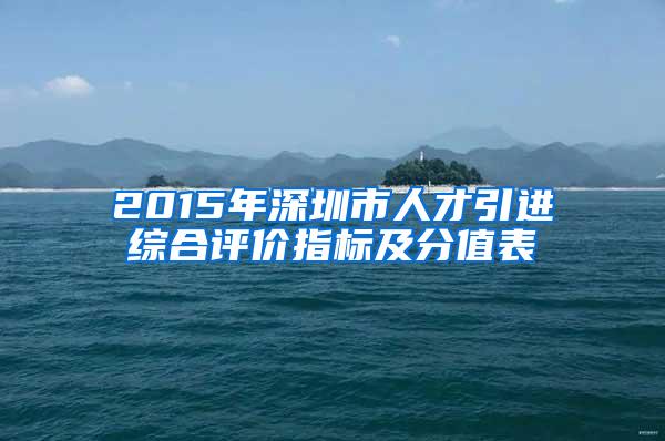 2015年深圳市人才引进综合评价指标及分值表