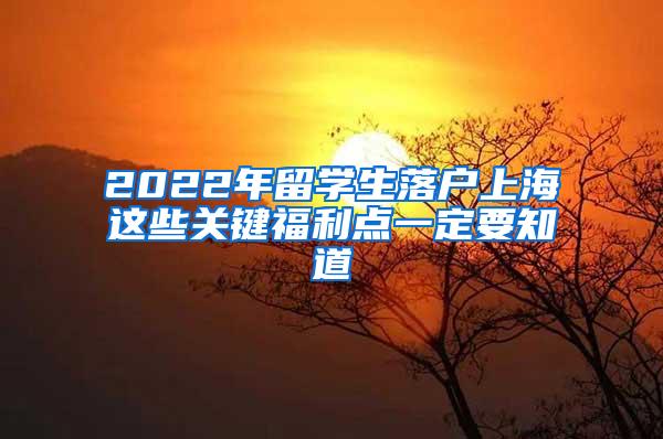 2022年留学生落户上海这些关键福利点一定要知道