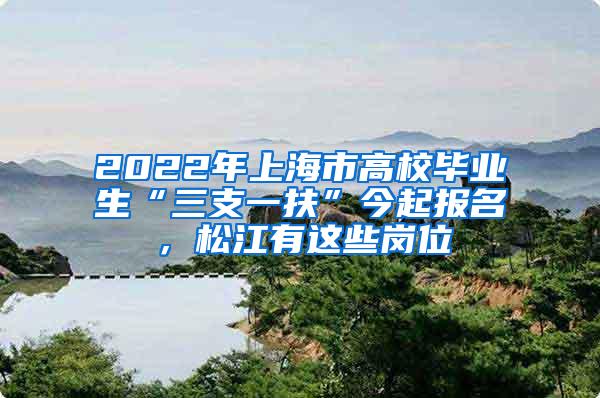 2022年上海市高校毕业生“三支一扶”今起报名，松江有这些岗位