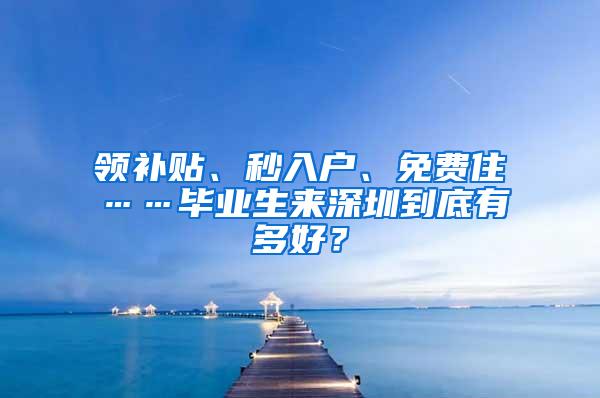 领补贴、秒入户、免费住……毕业生来深圳到底有多好？