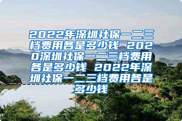 2022年深圳社保一二三档费用各是多少钱 2020深圳社保一二三档费用各是多少钱 2022年深圳社保一二三档费用各是多少钱