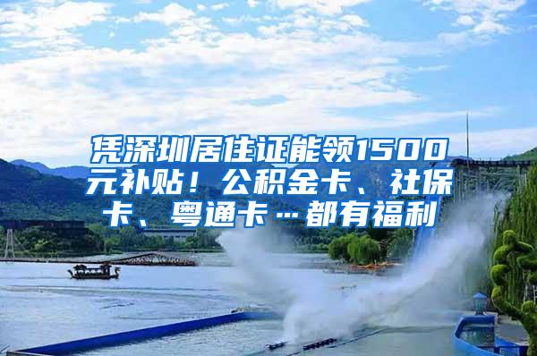 凭深圳居住证能领1500元补贴！公积金卡、社保卡、粤通卡…都有福利