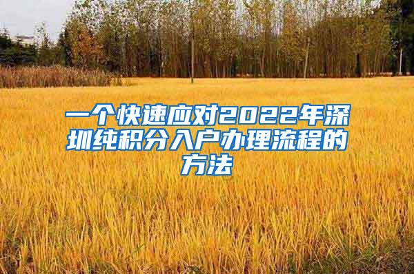 一个快速应对2022年深圳纯积分入户办理流程的方法