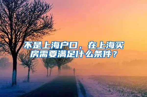 不是上海户口，在上海买房需要满足什么条件？