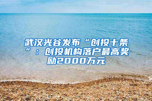 武汉光谷发布“创投十条”：创投机构落户最高奖励2000万元