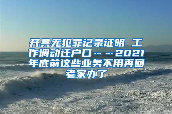 开具无犯罪记录证明 工作调动迁户口……2021年底前这些业务不用再回老家办了