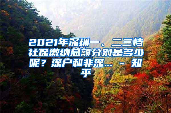 2021年深圳一、二三档社保缴纳总额分别是多少呢？深户和非深... - 知乎