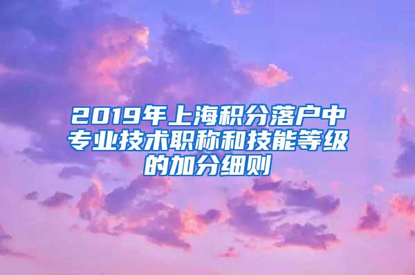 2019年上海积分落户中专业技术职称和技能等级的加分细则