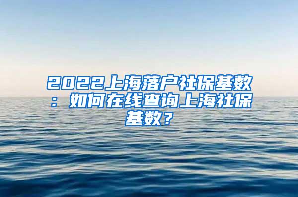 2022上海落户社保基数：如何在线查询上海社保基数？