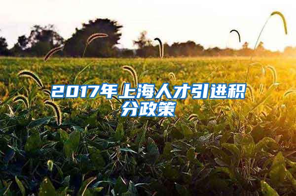 2017年上海人才引进积分政策