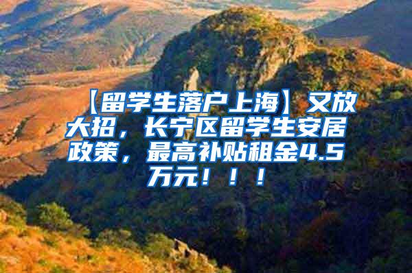 【留学生落户上海】又放大招，长宁区留学生安居政策，最高补贴租金4.5万元！！！