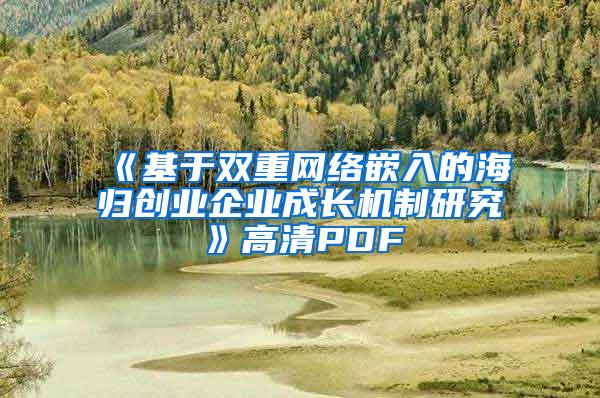 《基于双重网络嵌入的海归创业企业成长机制研究》高清PDF