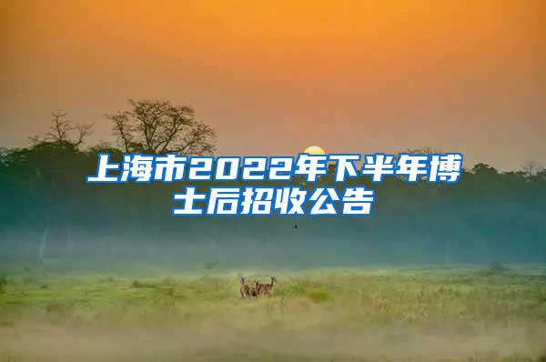 上海市2022年下半年博士后招收公告