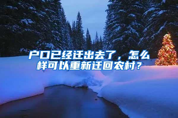 户口已经迁出去了，怎么样可以重新迁回农村？