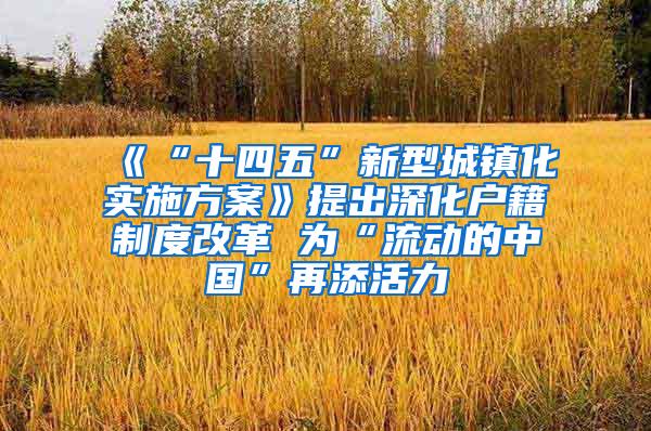 《“十四五”新型城镇化实施方案》提出深化户籍制度改革 为“流动的中国”再添活力