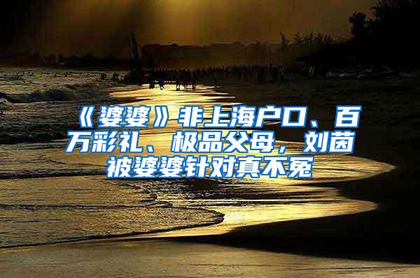 《婆婆》非上海户口、百万彩礼、极品父母，刘茵被婆婆针对真不冤